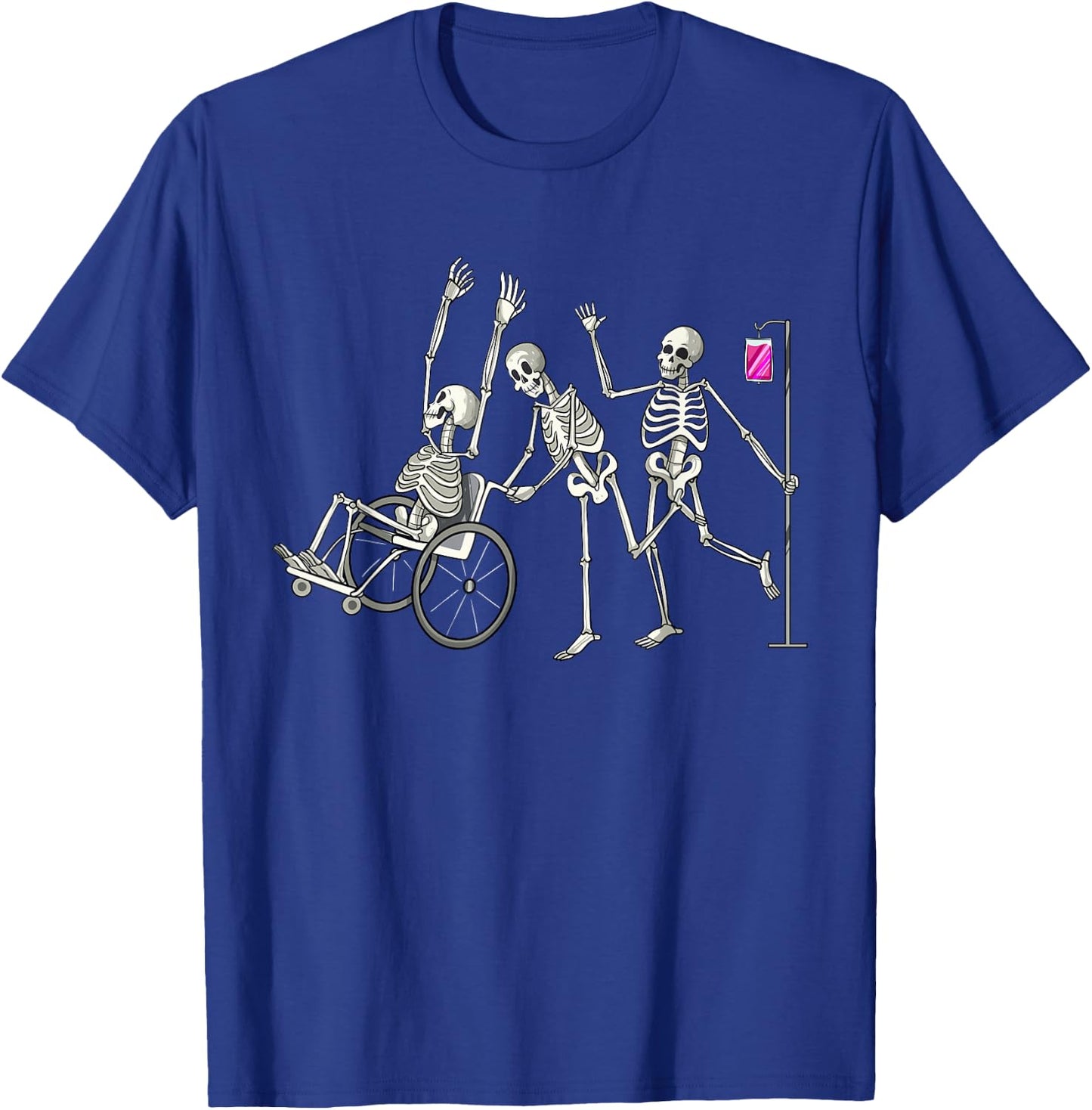 Nurse Skeletons Funny Halloween Healthcare CNA Medical Crew T-Shirt - T-Shirt | Royal