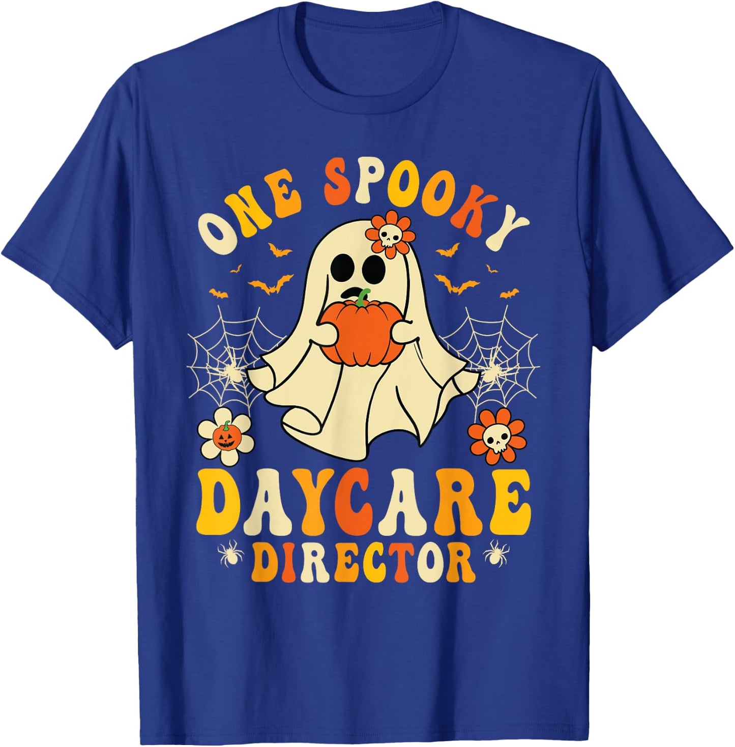 One Spooky Daycare Director Retro Halloween Ghost Pumpkin T-Shirt - T-Shirt | Royal