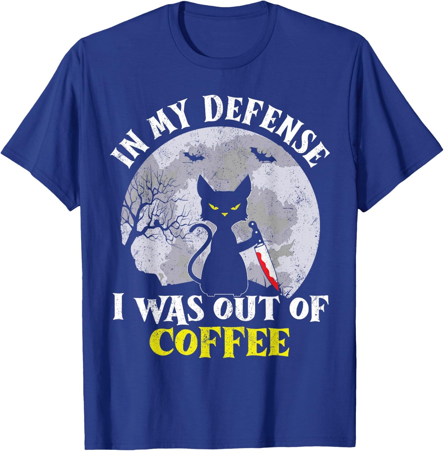 Funny In My Defense Cat Knife Halloween Moon Coffee Men's T-Shirt - T-Shirt | Royal