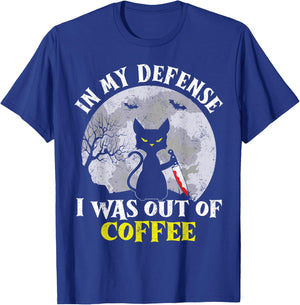 Funny In My Defense Cat Knife Halloween Moon Coffee Men's T-Shirt - T-Shirt | Royal