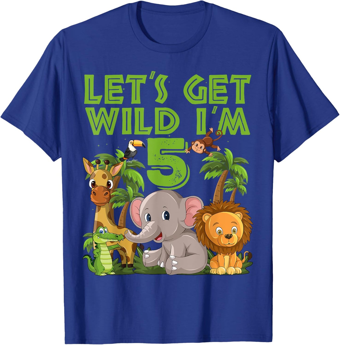 5 Year Old Zoo Birthday Safari Jungle Animal 5th B-day T-Shirt - T-Shirt | Royal