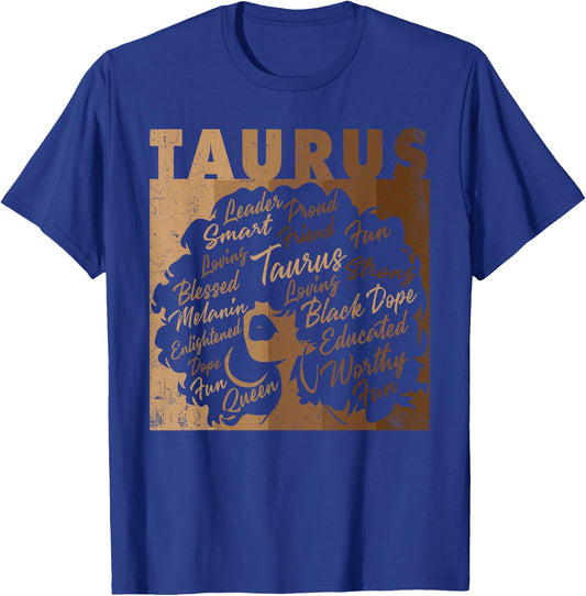 Taurus Girl African American Women Melanin Birthday T-Shirt - T-Shirt | Royal