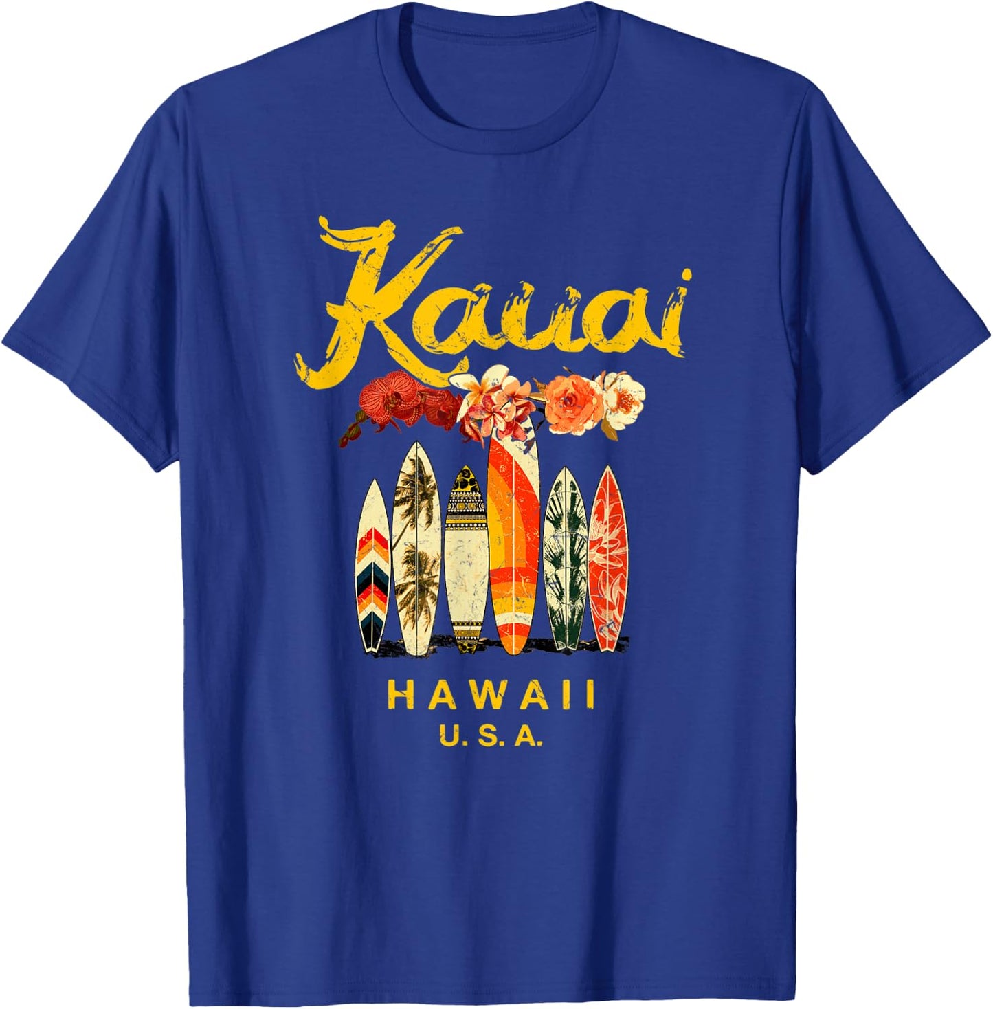 Kauai Surfing Hawaiian Vintage Hawaii T-Shirt - T-Shirt | Royal