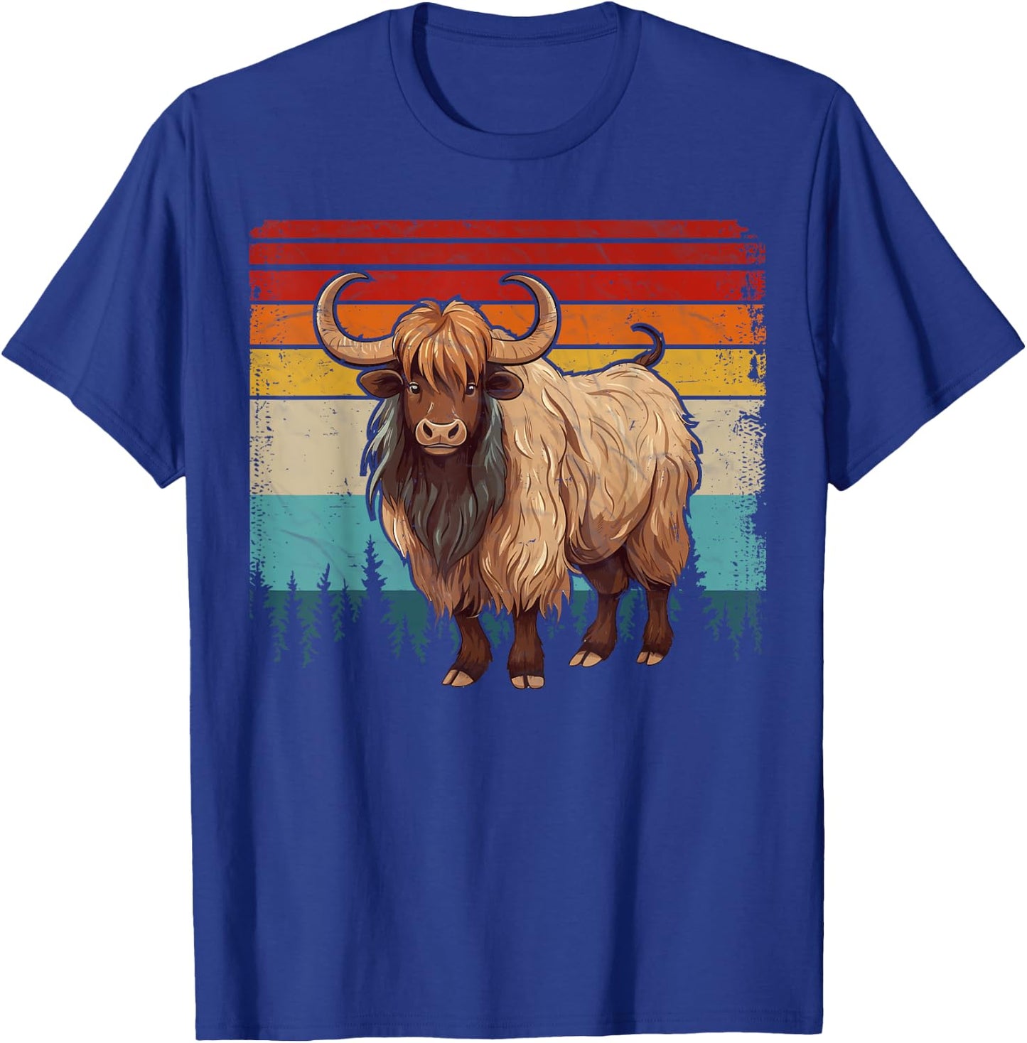 Yak Vintage Distressed Retro Style Cool Yak T-Shirt - T-Shirt | Royal