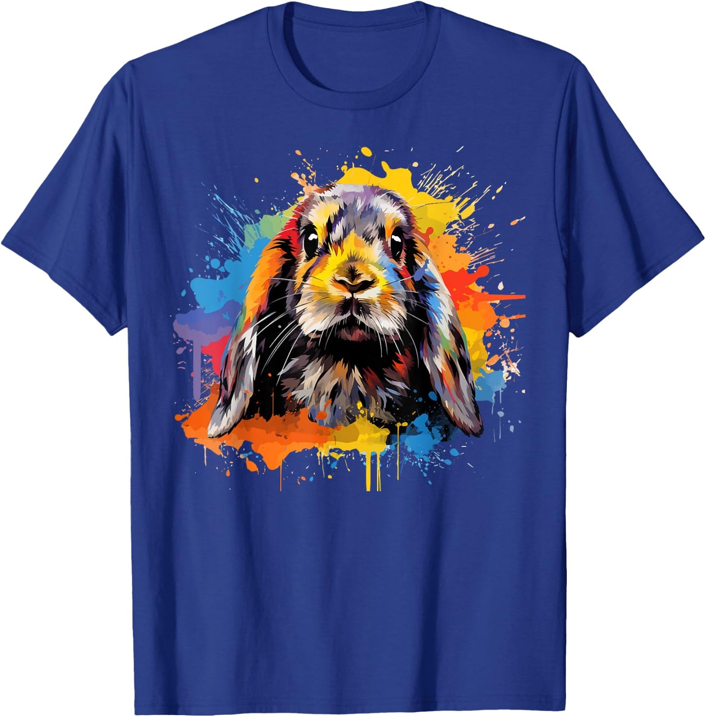Colorful Cute French Lop Rabbit Lover Splash Art T-Shirt - T-Shirt | Royal