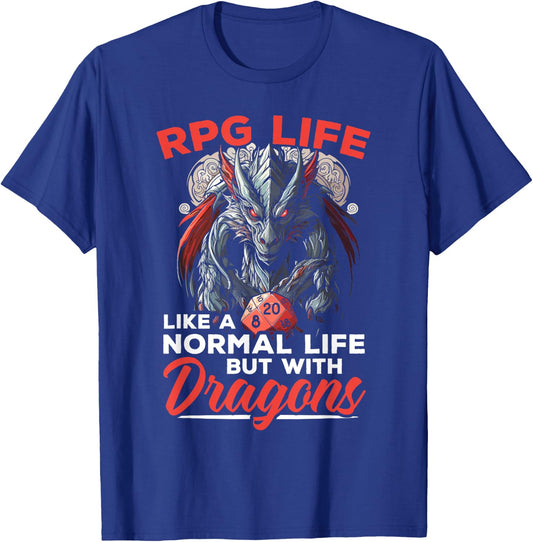 RPG Gaming Role Playing D20 Tabletop Games Funny RPG Gamer T-Shirt - T-Shirt | Royal