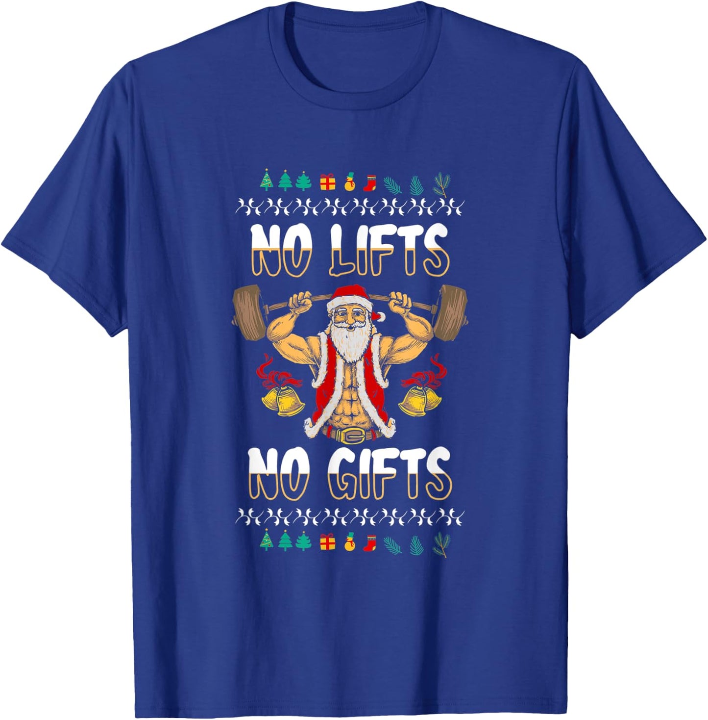 Ugly Christmas Gym Santa Powerlifting T-Shirt - T-Shirt | Royal