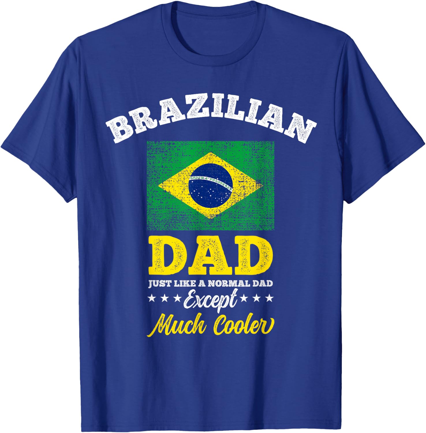 Brazil Flag Fathers Day Brazilian Dad T-Shirt - T-Shirt | Royal