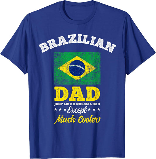 Brazil Flag Fathers Day Brazilian Dad T-Shirt - T-Shirt | Royal
