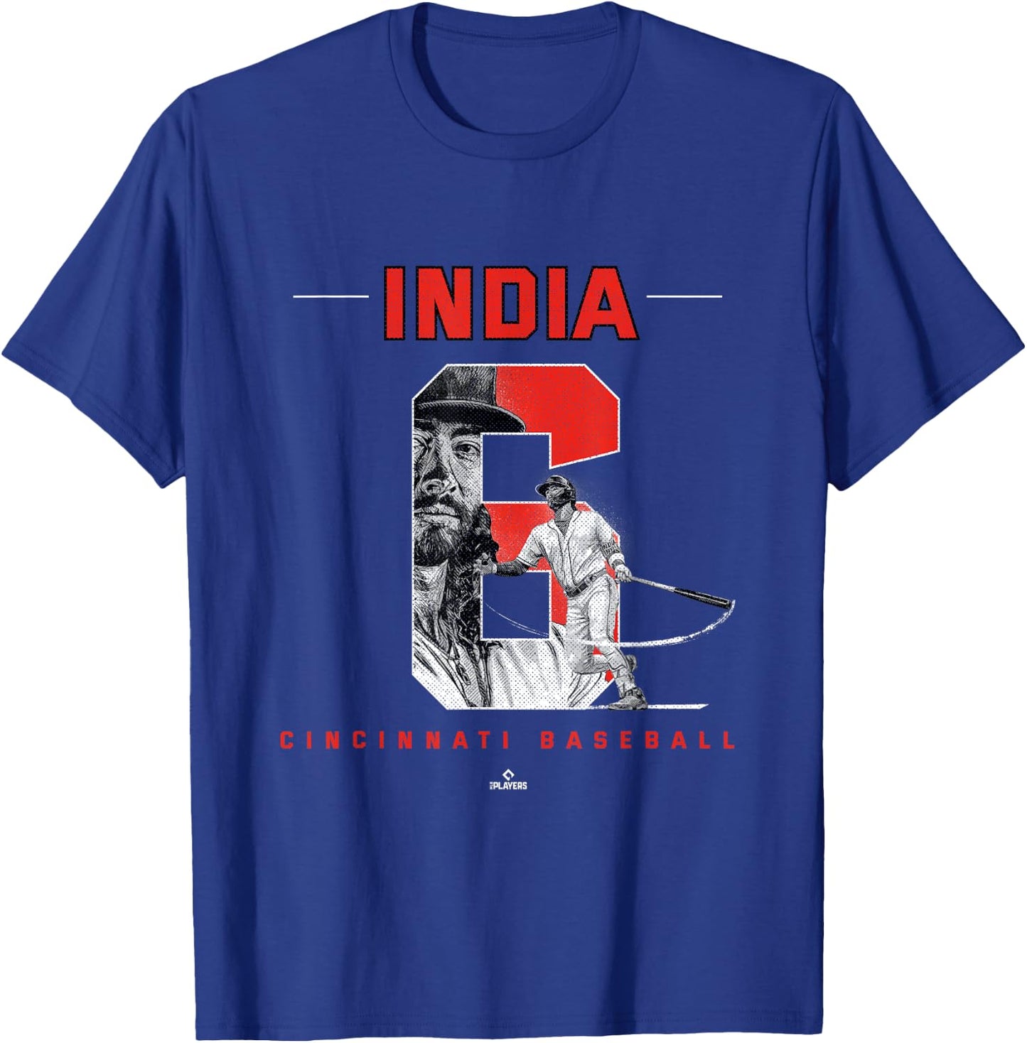 Number and Portrait Jonathan India Cincinnati MLBPA T-Shirt - T-Shirt | Royal