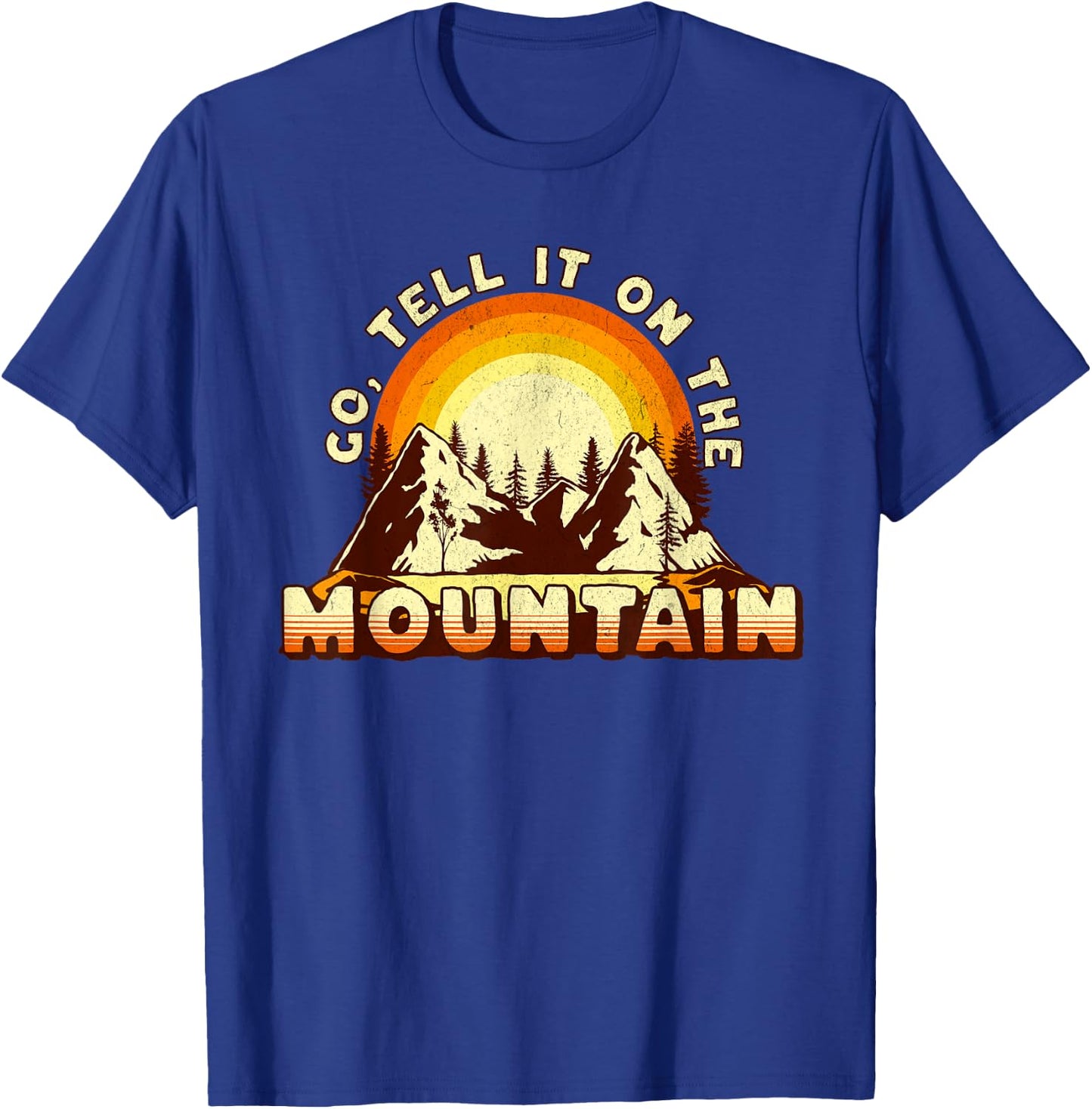 Go Tell It On the Mountain Retro Sunset Christmas Carol T-Shirt - T-Shirt | Royal