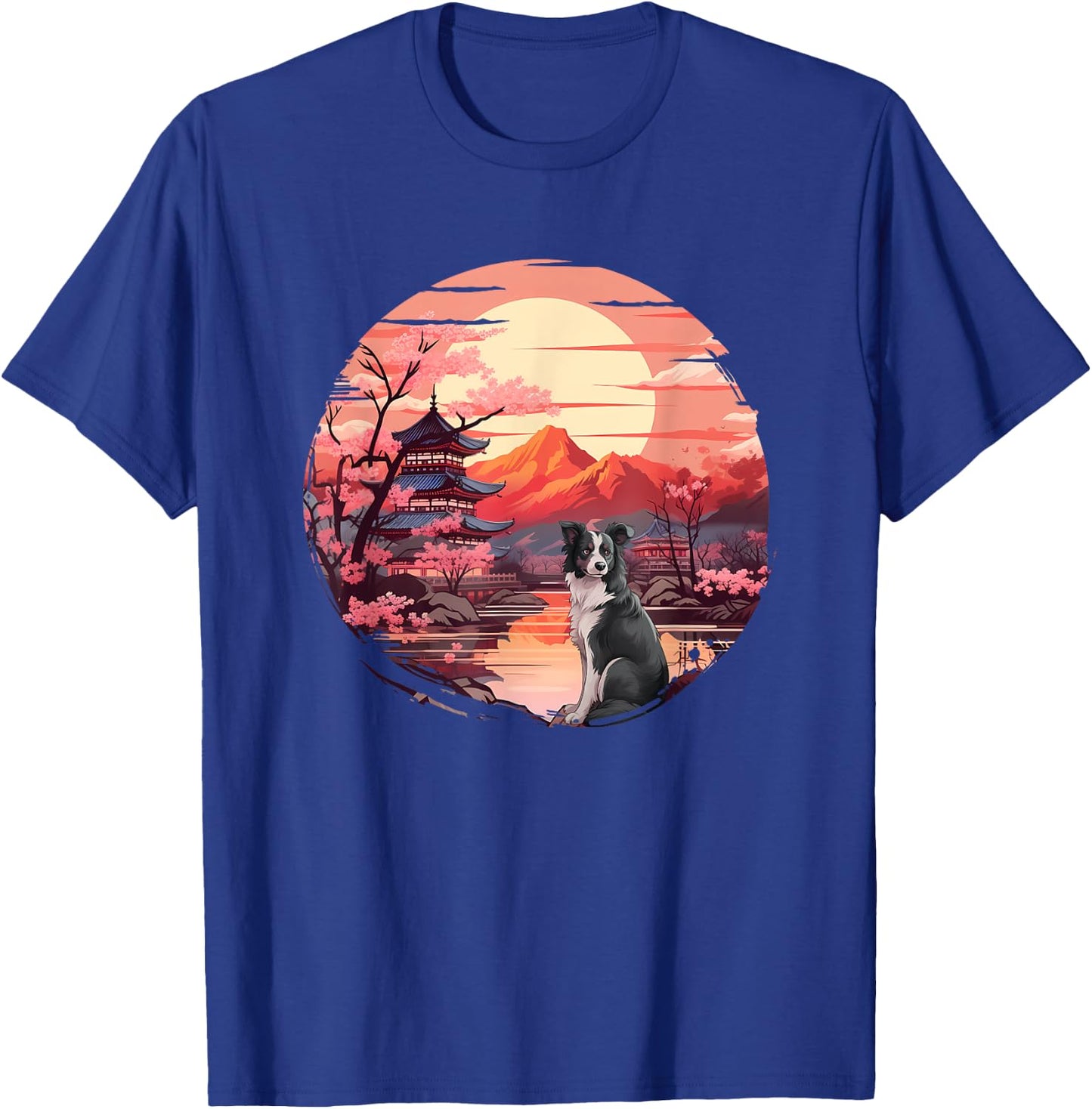 Japanese Sunset Border Collie T-Shirt - T-Shirt | Royal