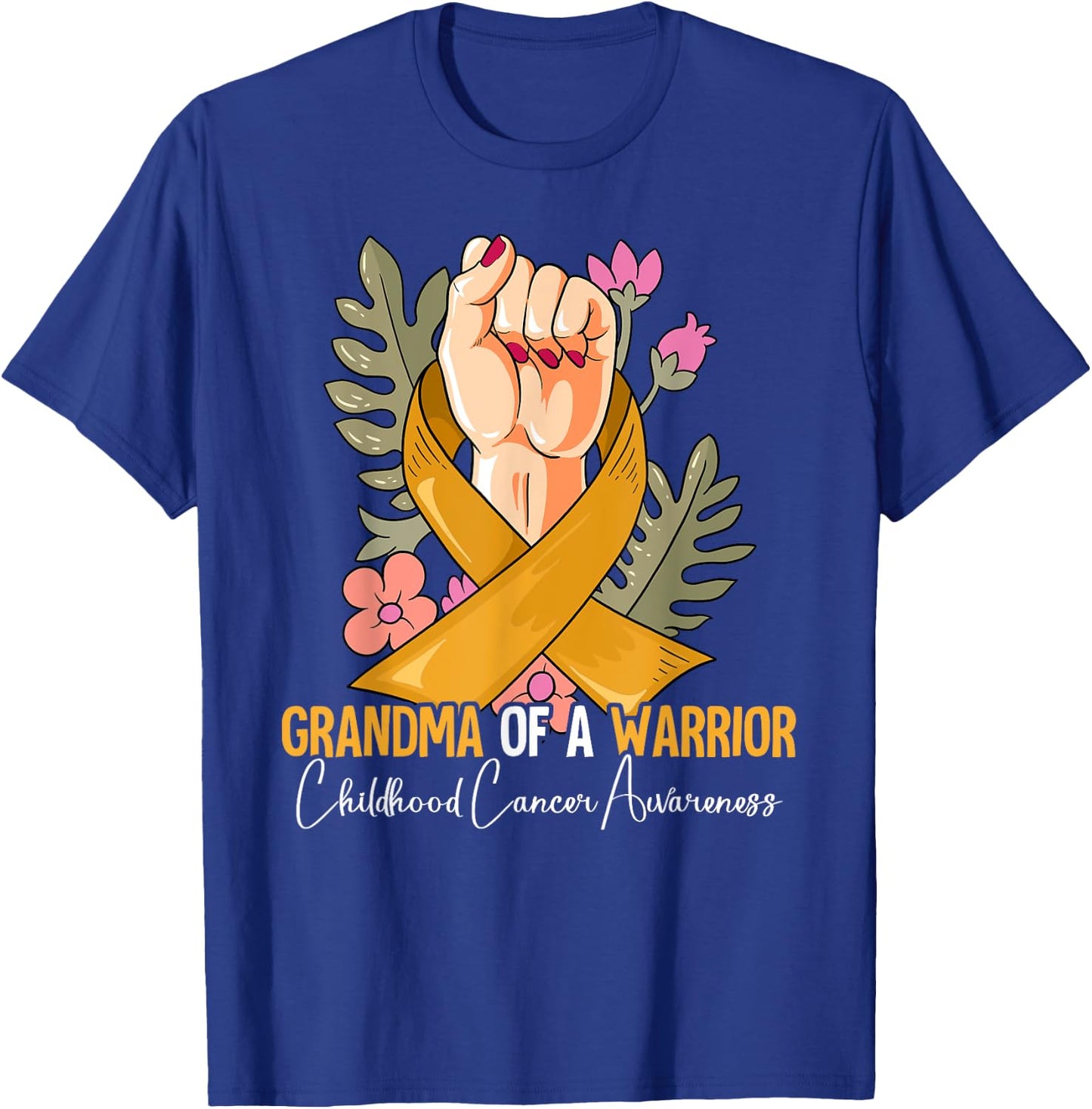 Grandma Of A Warrior Childhood Cancer Awareness T-Shirt - T-Shirt | Royal