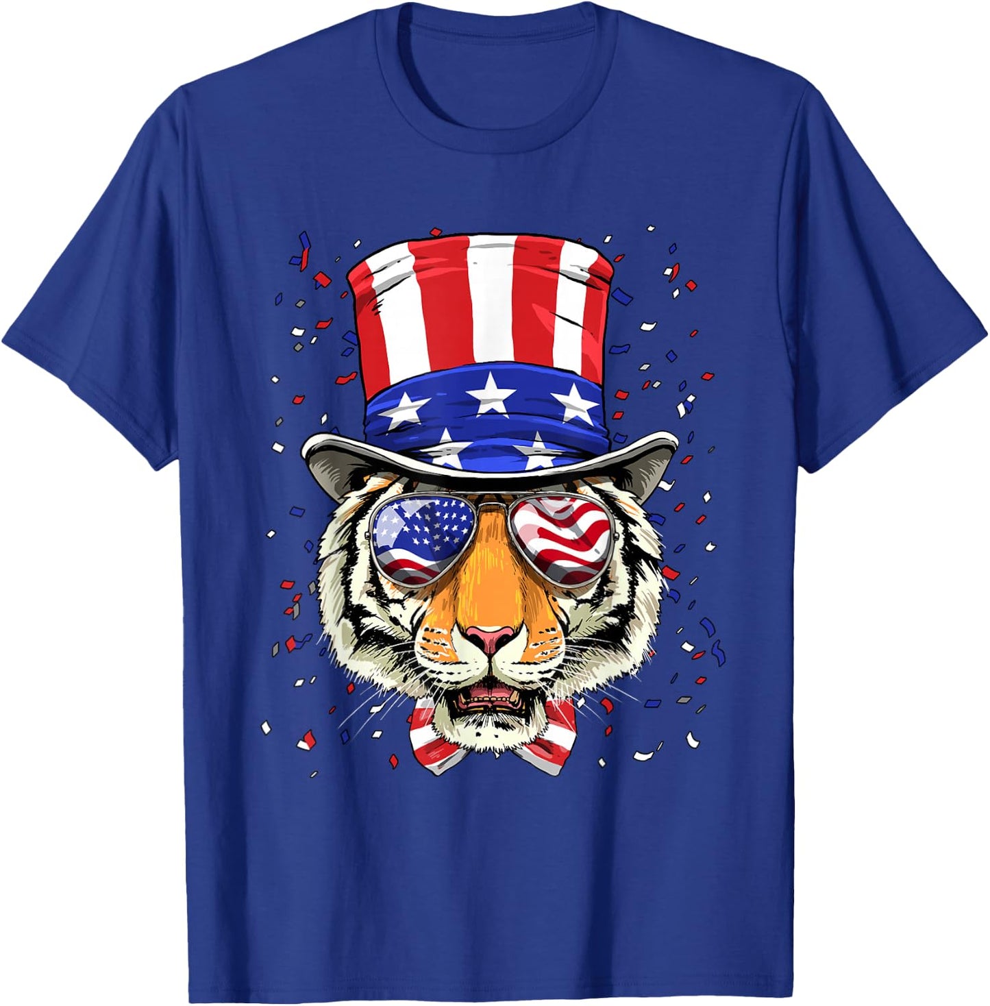 4th of July Patriotic Tiger American USA Flag Tiger Lover T-Shirt - T-Shirt | Royal