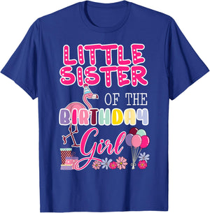 Little Sister Of The Birthday Girl Flamingo Theme Party T-Shirt - T-Shirt | Royal