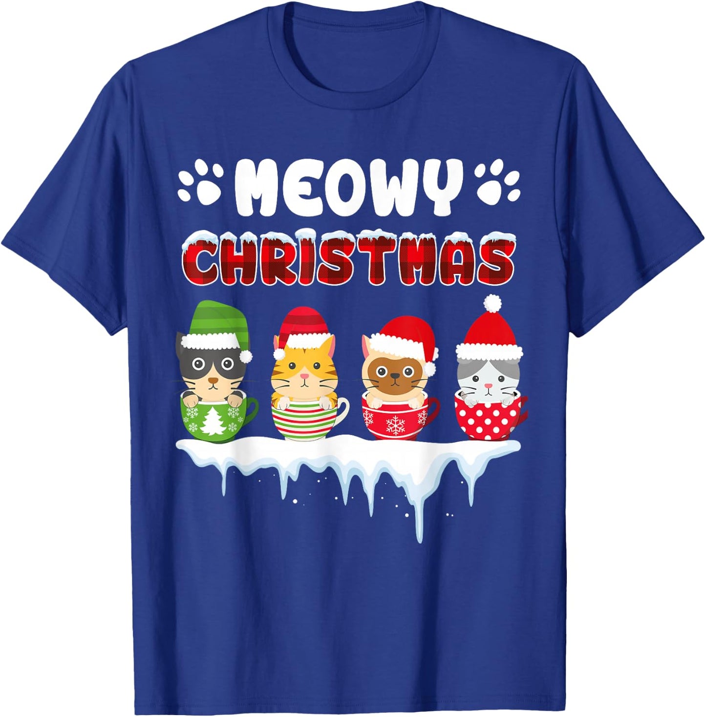 Funny Cat Meowy Christmas T-Shirt - T-Shirt | Royal