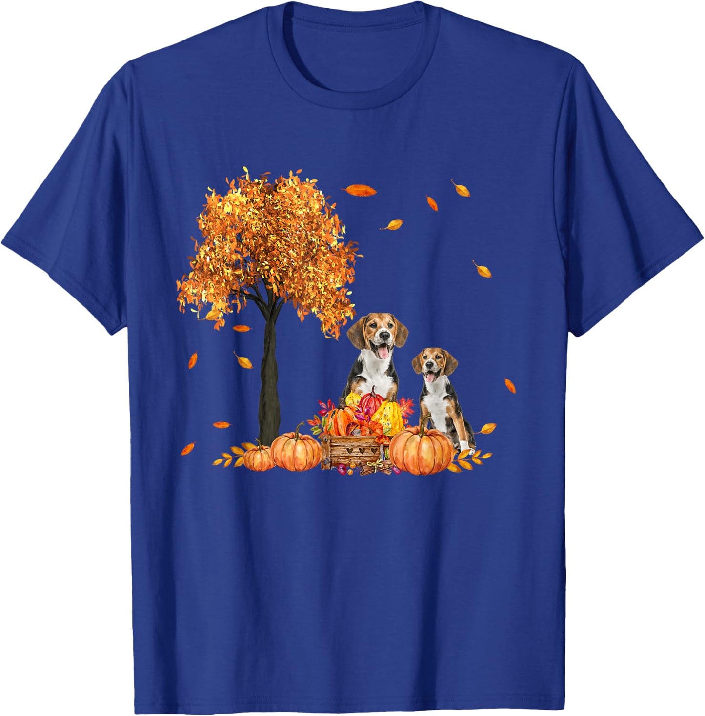 Beagle Autumn Leaf Fall Dog Lover Thanksgiving Halloween Men Women Kids T-Shirt - T-Shirt | Royal