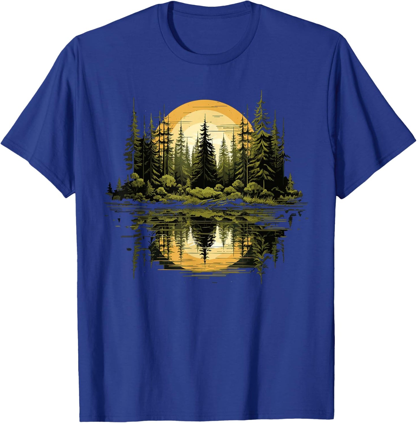 Nature Reflection Forest Trees Outdoor Wildlife T-Shirt - T-Shirt | Royal