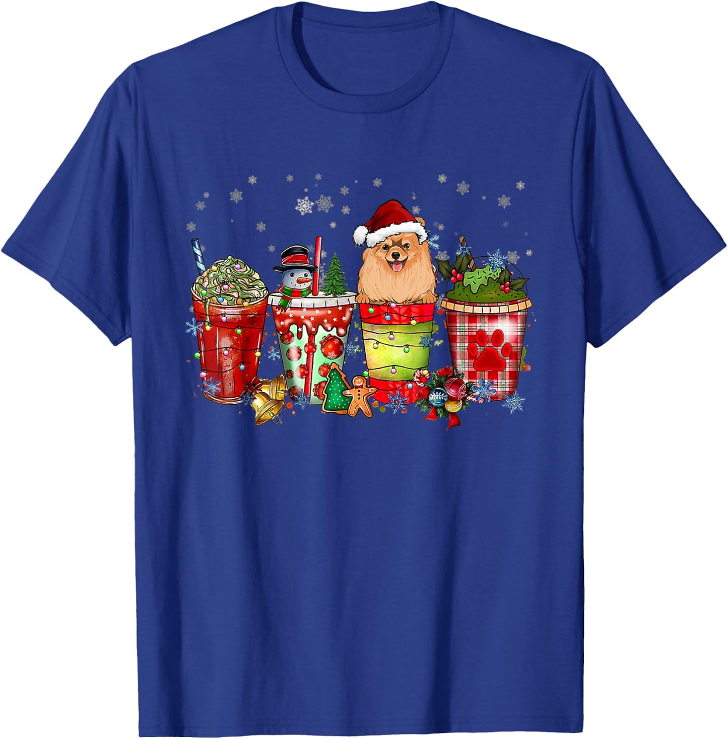 Cute Pomeranian Dog Christmas Coffee Pajamas Xmas Women T-Shirt - T-Shirt | Royal