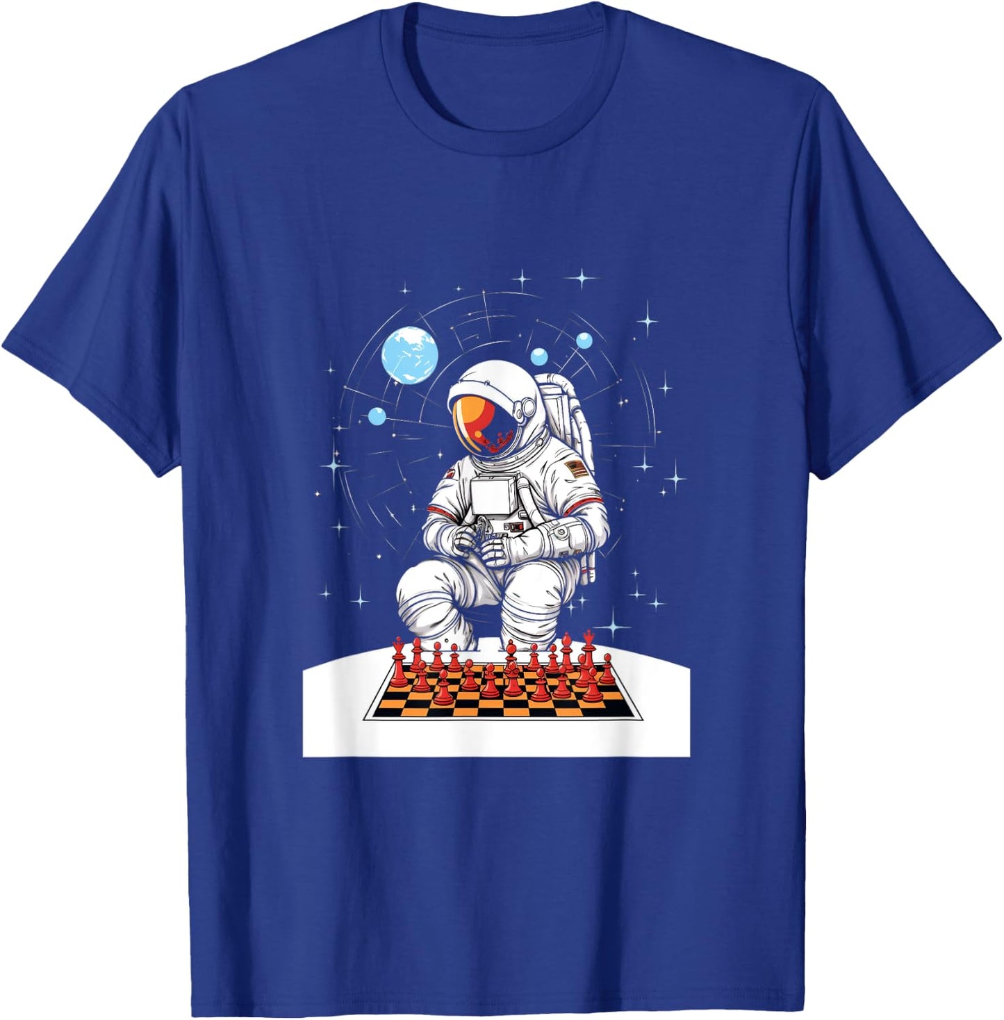 Chess player astronaut chess board chess game chess game T-Shirt - T-Shirt | Royal