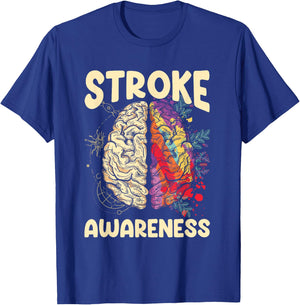 Stroke Awareness Month Stroke Survivor Brain Red Ribbon T-Shirt - T-Shirt | Royal