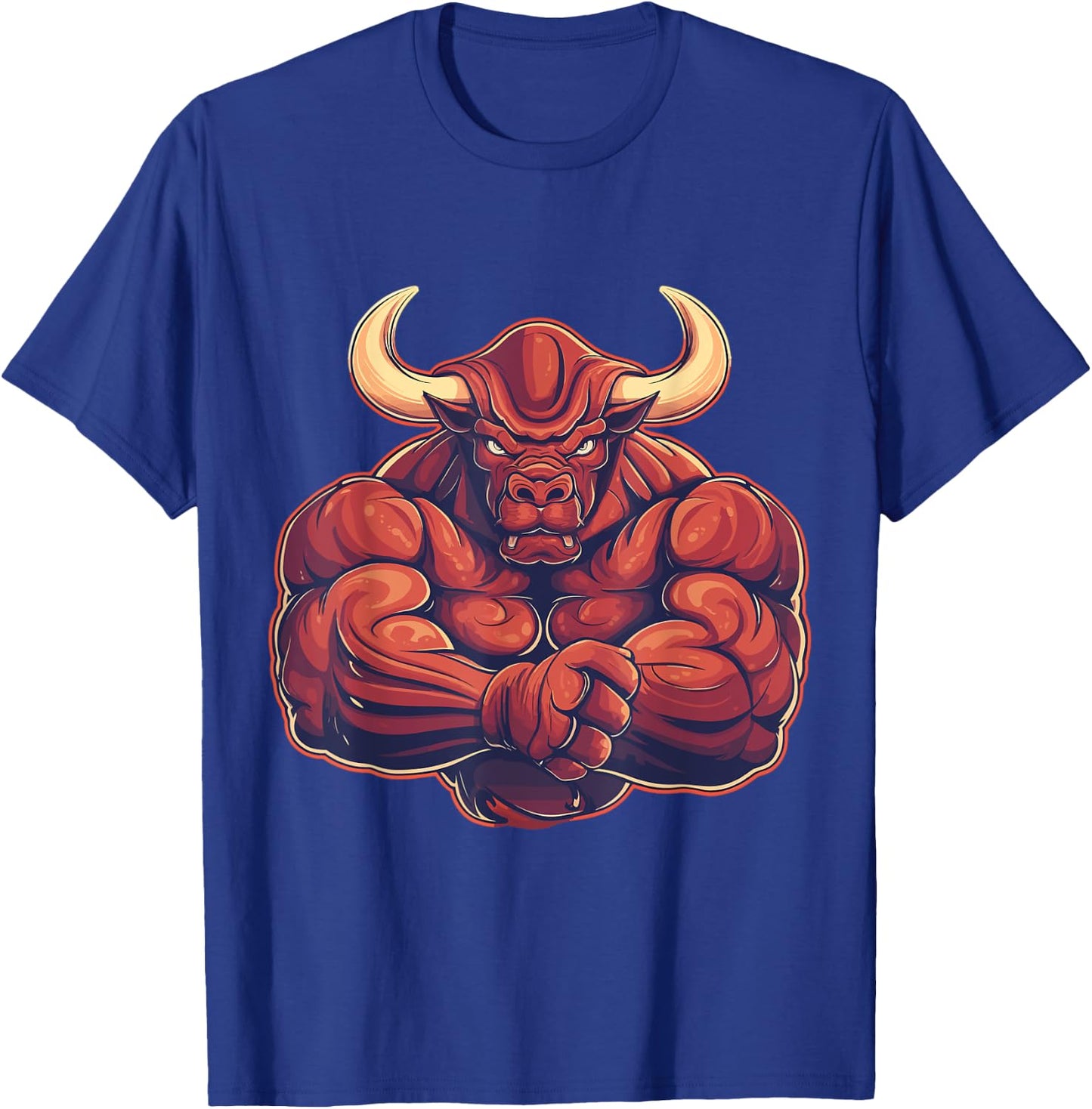 Bull, Muscular, Swole, Weightlifting, Workout, Strong, Bull T-Shirt - T-Shirt | Royal