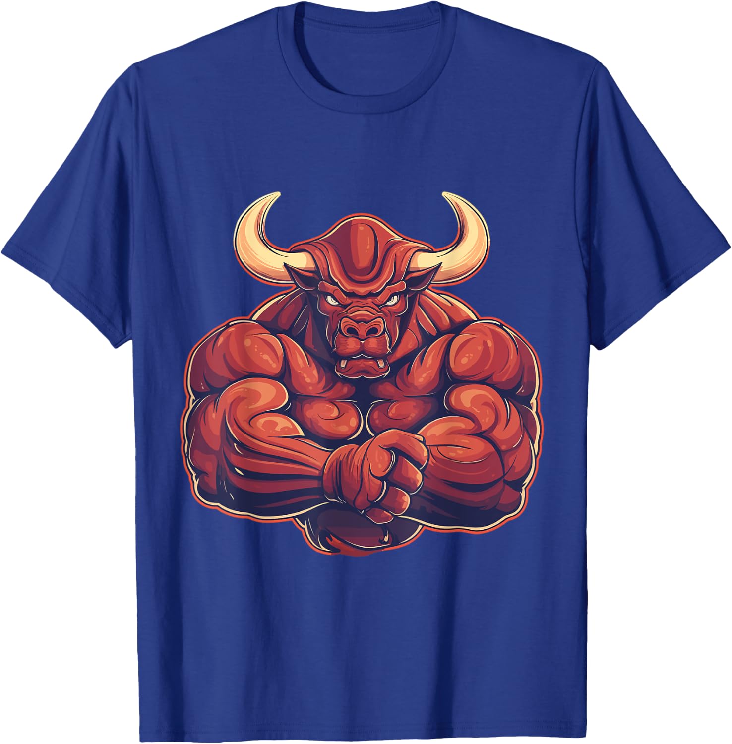 Bull, Muscular, Swole, Weightlifting, Workout, Strong, Bull T-Shirt - T-Shirt | Royal