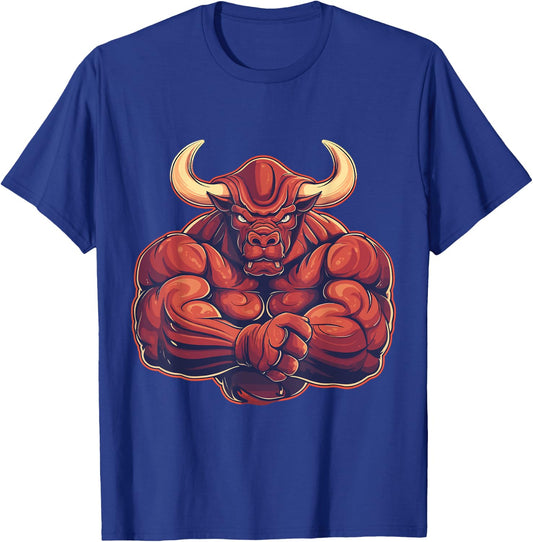Bull, Muscular, Swole, Weightlifting, Workout, Strong, Bull T-Shirt - T-Shirt | Royal