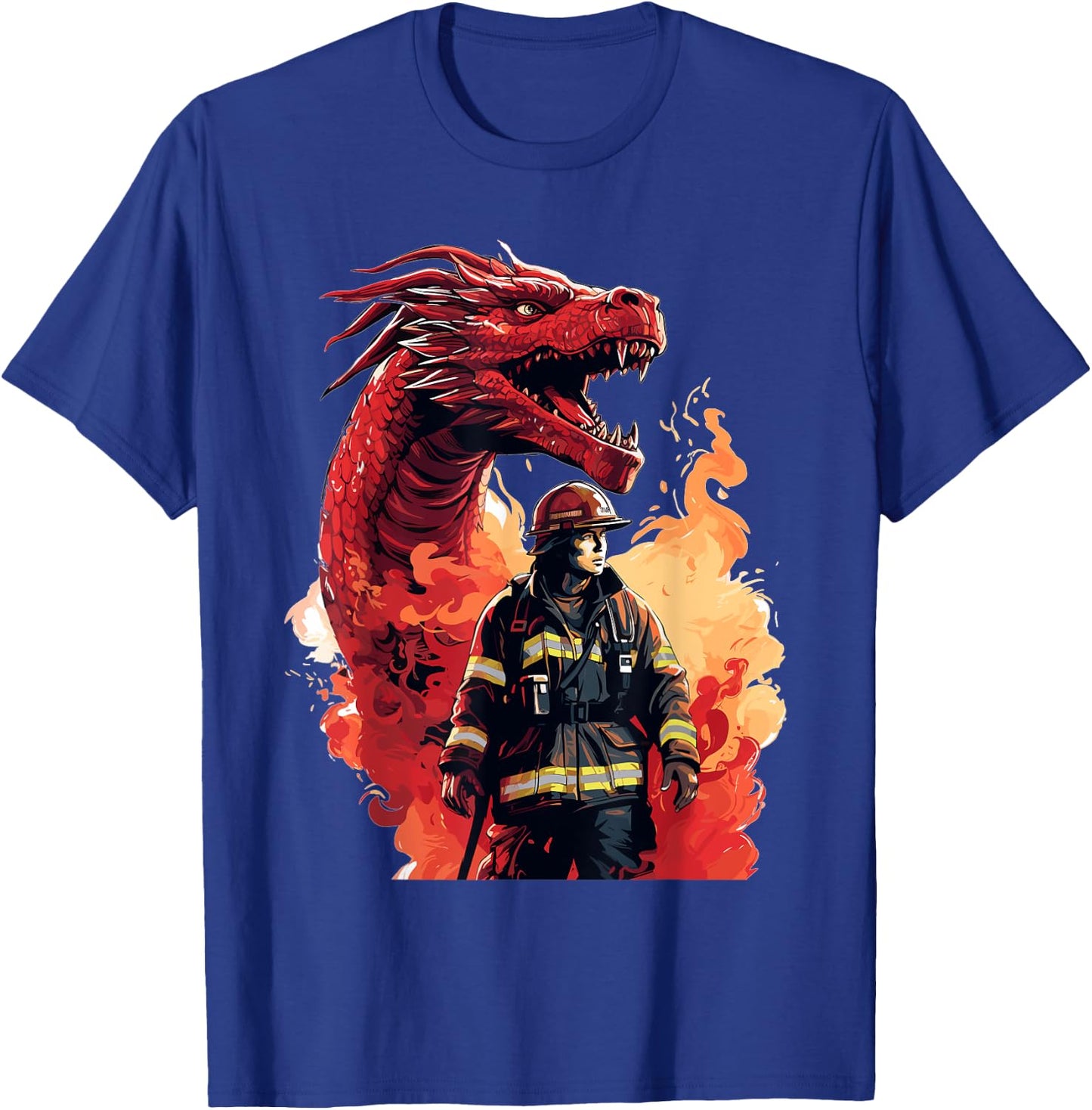Firefighter Dragon - Firefighter & Fireman T-Shirt - T-Shirt | Royal