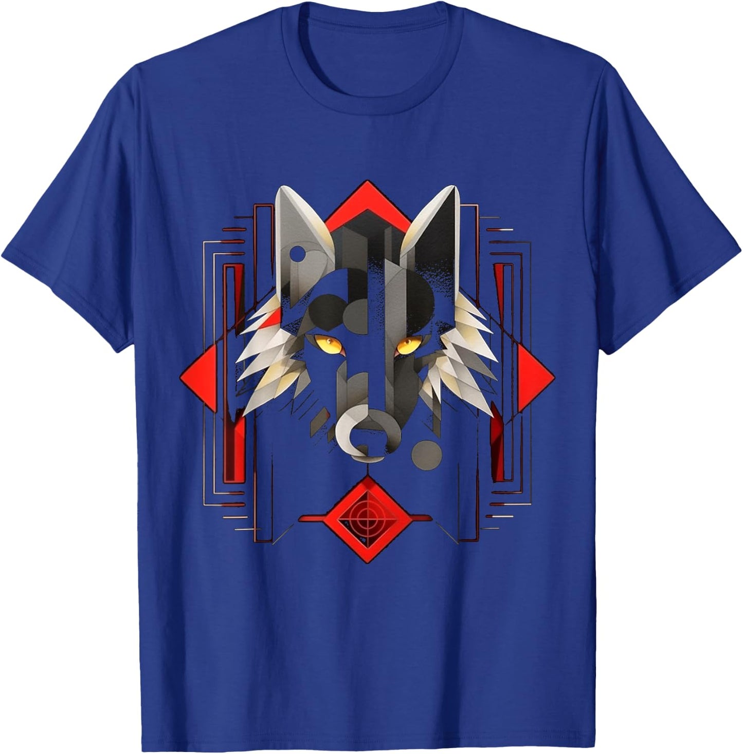 Wolf Geometric Artwork | Animal Motif Wolf T-Shirt - T-Shirt | Royal