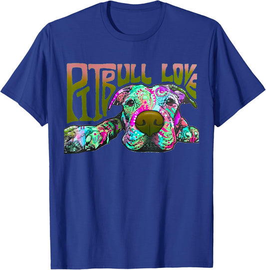 Pitbull Love - Colorful Pitbull Dog T-Shirt - T-Shirt | Royal