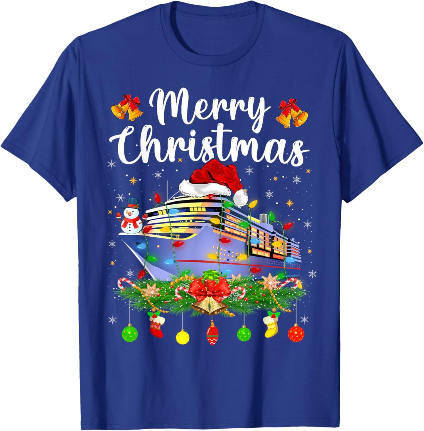 Merry Cruisemas Xmas Lighting Santa Cruise Ship Christmas T-Shirt - T-Shirt | Royal