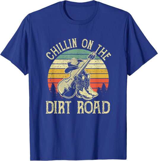 Chillin On The Dirt Road Western Life Rodeo Country Music T-Shirt - T-Shirt | Royal