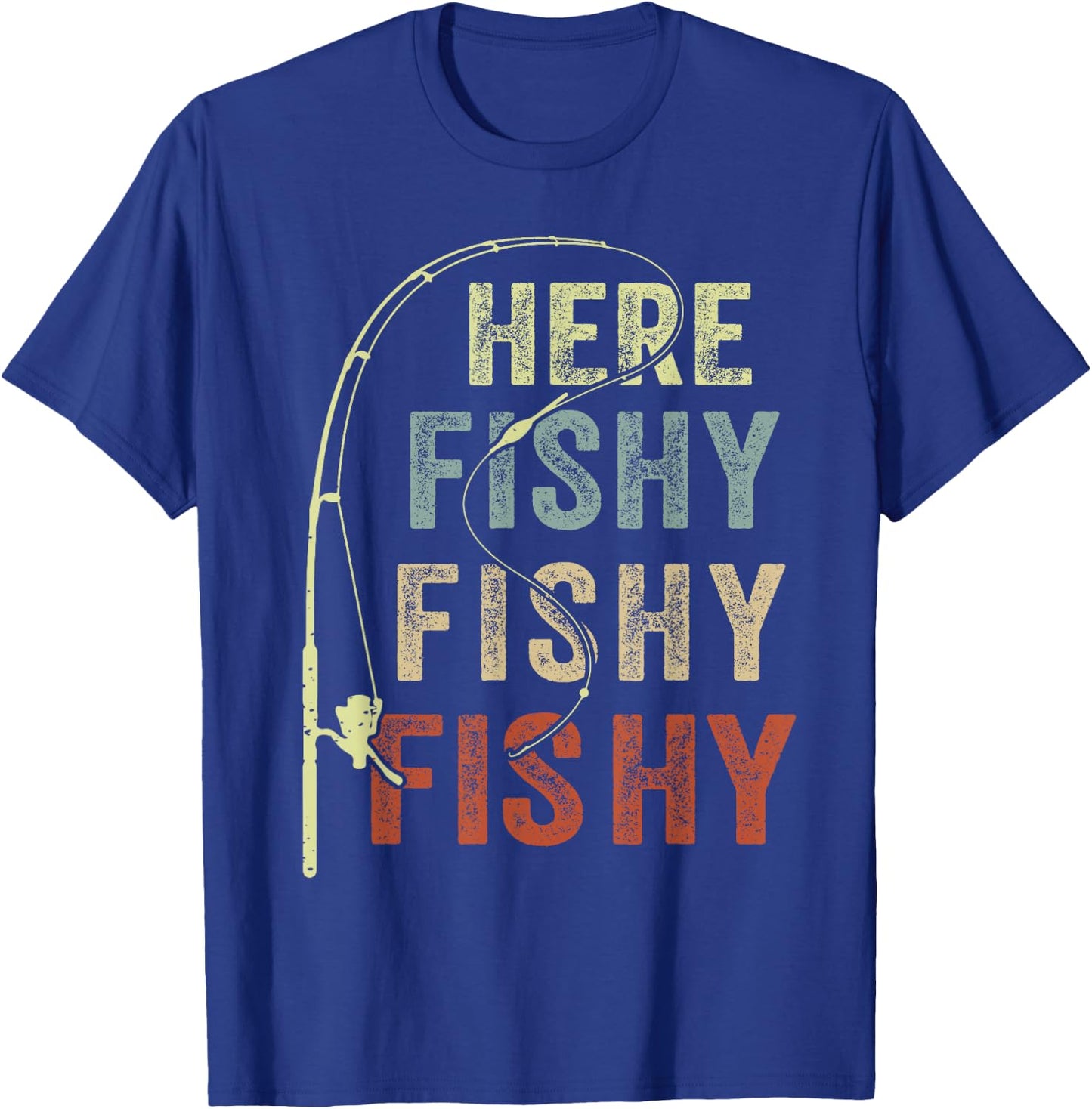 Youth Here-Fishy Fishing-Shirt Boys Toddler Funny Fisherman T-Shirt - T-Shirt | Royal