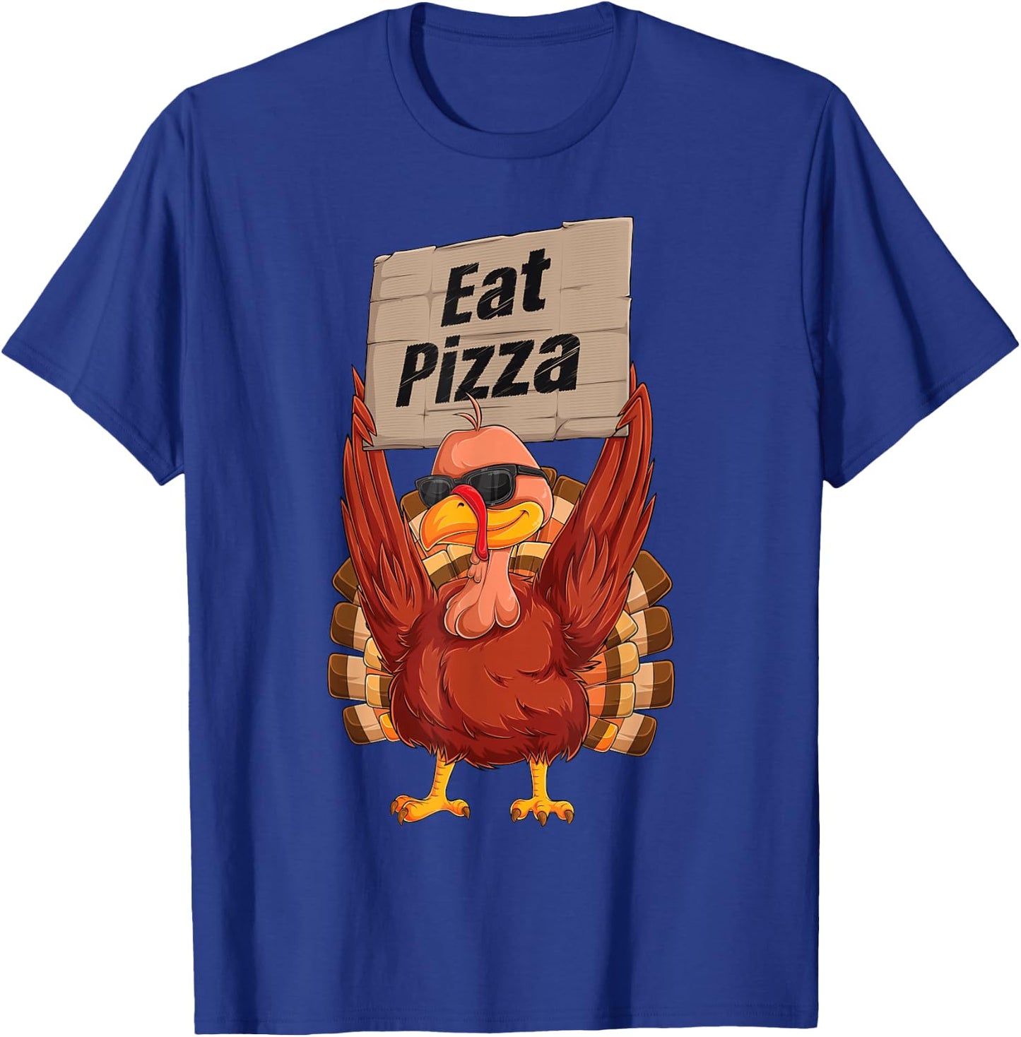 Turkey Eat Pizza Adult Vegan Kids Funny Thanksgiving Gifts T-Shirt - T-Shirt | Royal