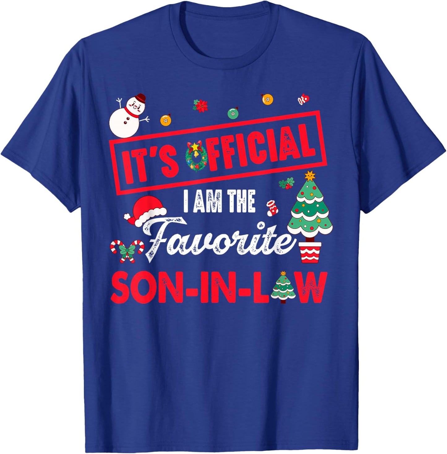 Official Favorite Son-In-Law Christmas Festive Wreath Tree T-Shirt - T-Shirt | Royal