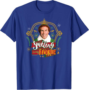 Elf Smiling's My Favorite Doodles and Frame Funny Christmas T-Shirt - T-Shirt | Royal