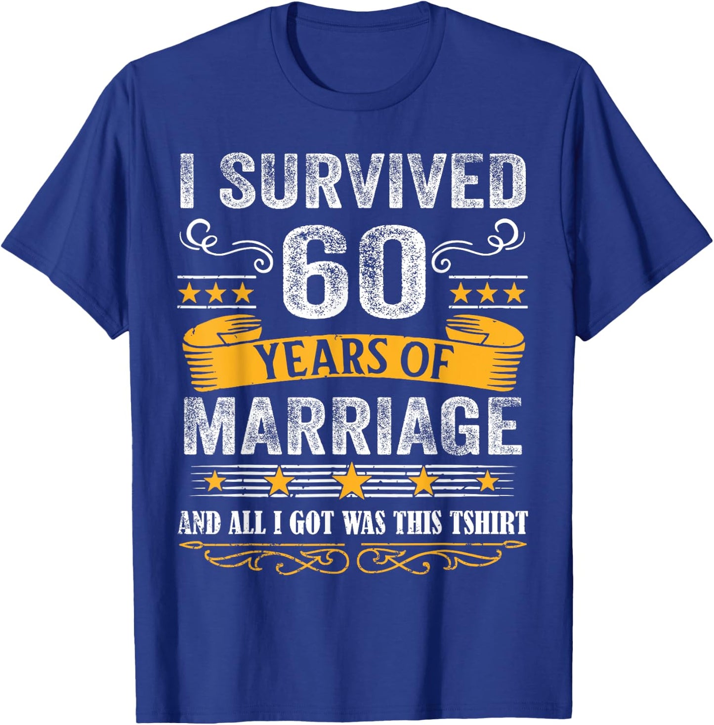 60th Wedding Anniversary shirt Couples Husband Wife 60 Years T-Shirt - T-Shirt | Royal