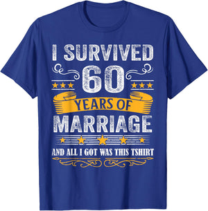 60th Wedding Anniversary shirt Couples Husband Wife 60 Years T-Shirt - T-Shirt | Royal
