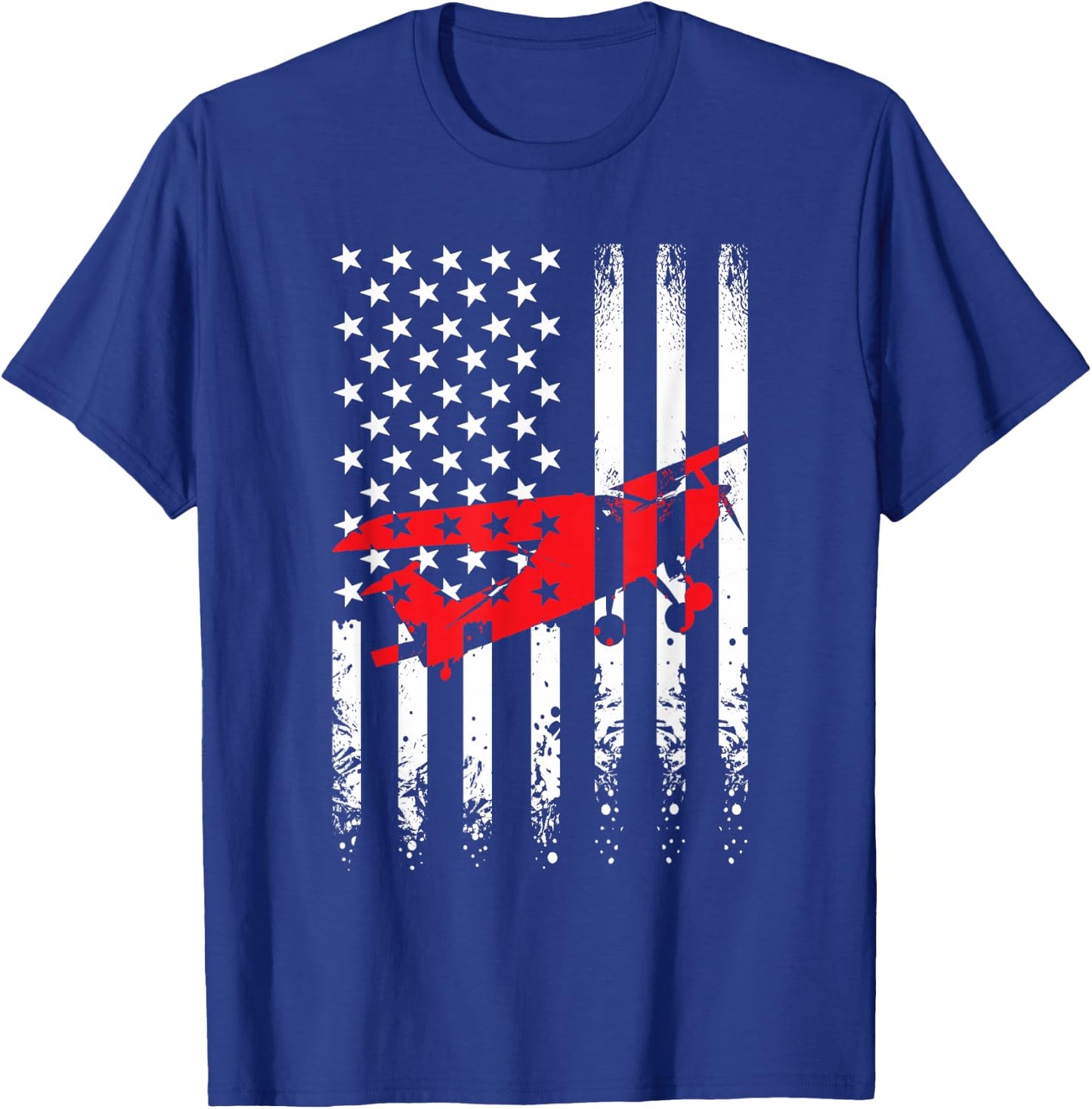 USA American Flag Airplane Pilot Aviator Planes 4th of July Women Girls Kids Men T-Shirt - T-Shirt | Royal