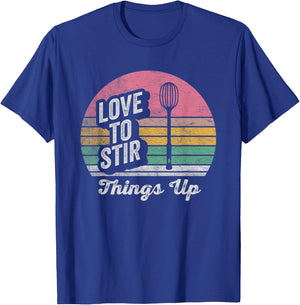 Retro Vintage Love To Stir Things Up Cook Mom Chef Baker T-Shirt - T-Shirt | Royal