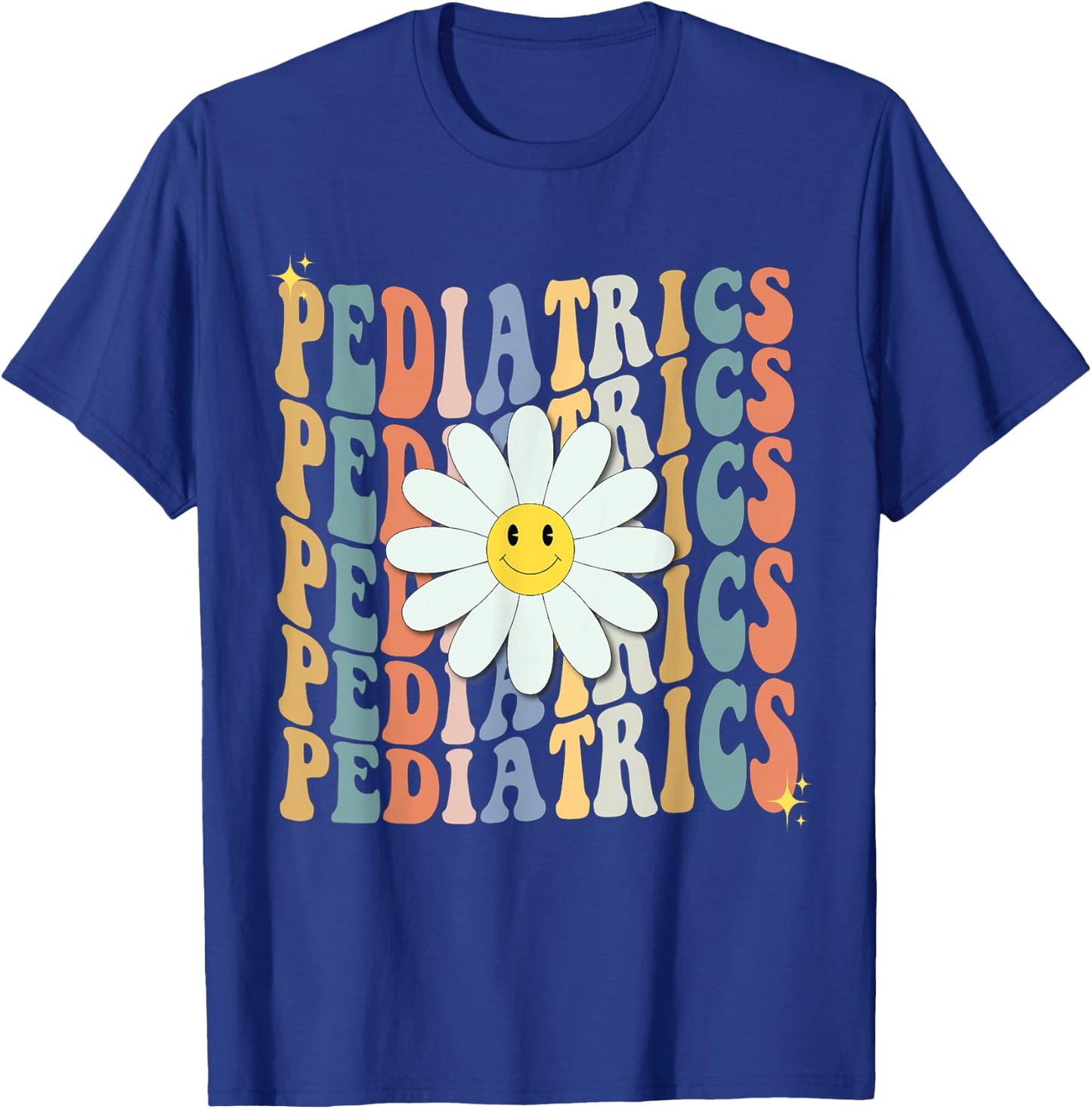Pediatrics Nurse Squad Pediatrician Team Peds Crew Flowers T-Shirt - T-Shirt | Royal