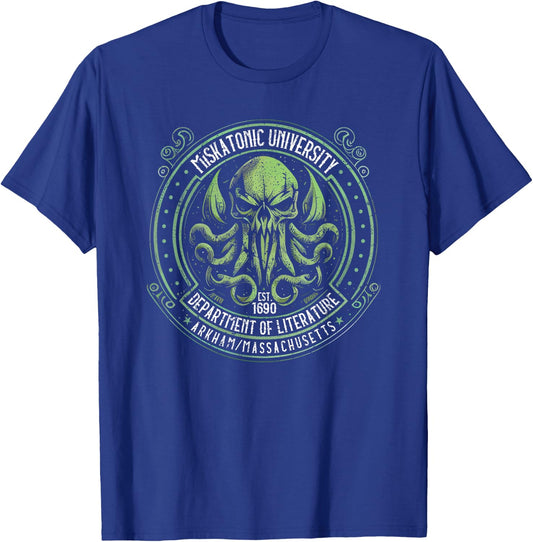Miskatonic University Logo, Cosmic Horror Cthulhu T-Shirt - T-Shirt | Royal