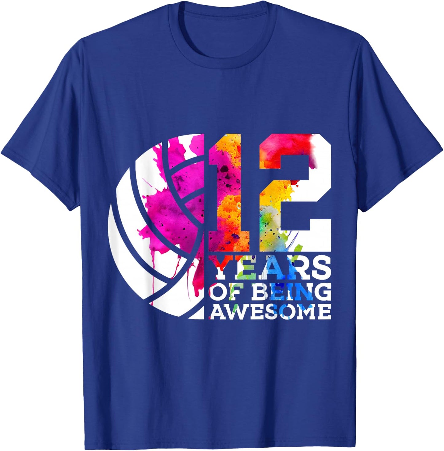 12 Years of Being Awesome Volleyball 12th Birthday T-Shirt - T-Shirt | Royal