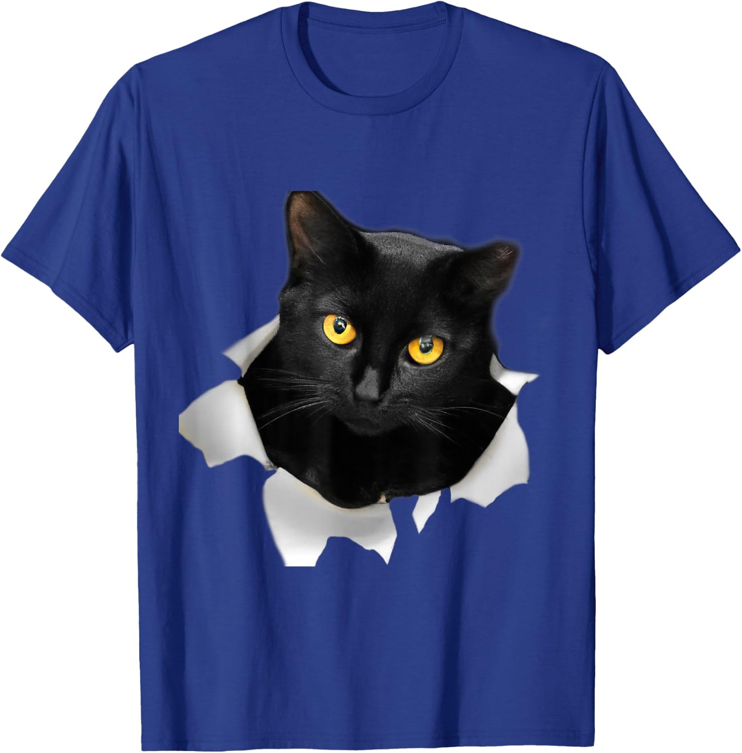 Cute Cat Torn Fabric Funny Cat T-Shirt - T-Shirt | Royal