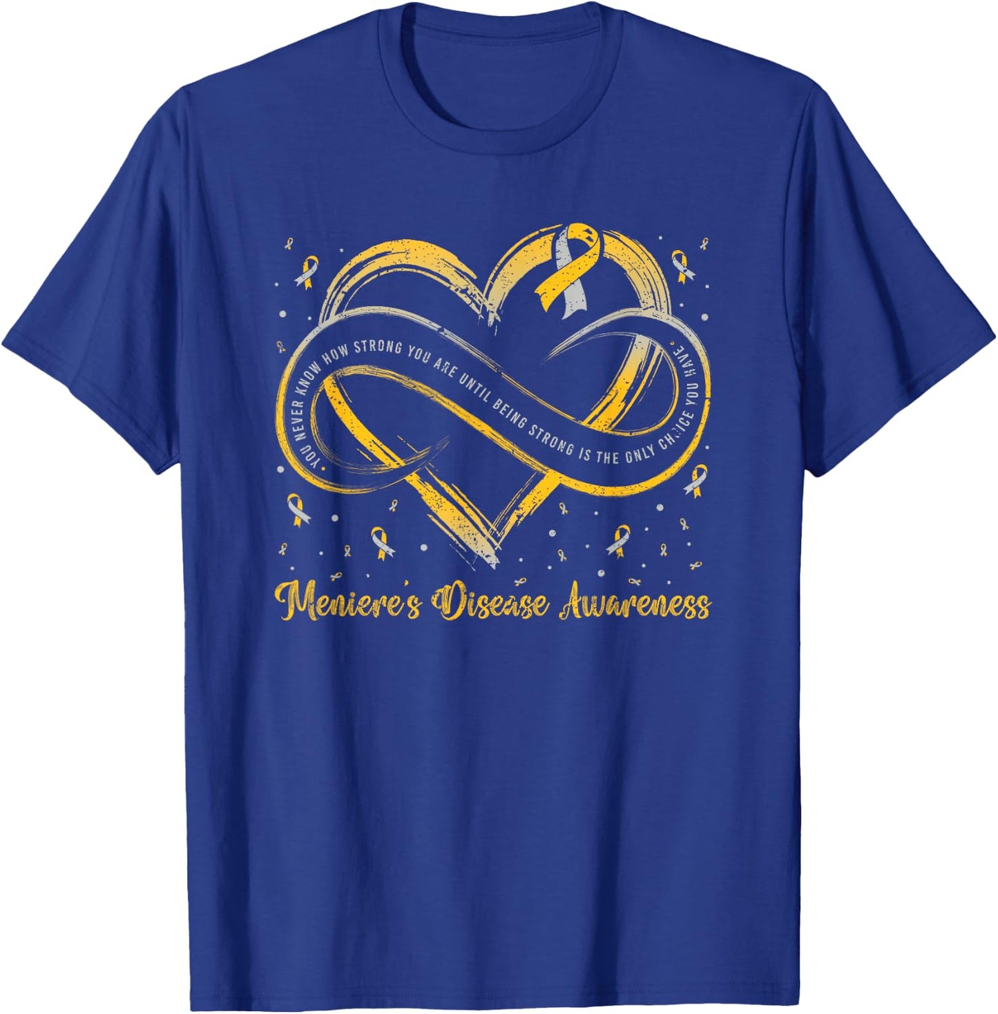 Menieres Disease Awareness Ribbon Heart Rare Disease T-Shirt - T-Shirt | Royal