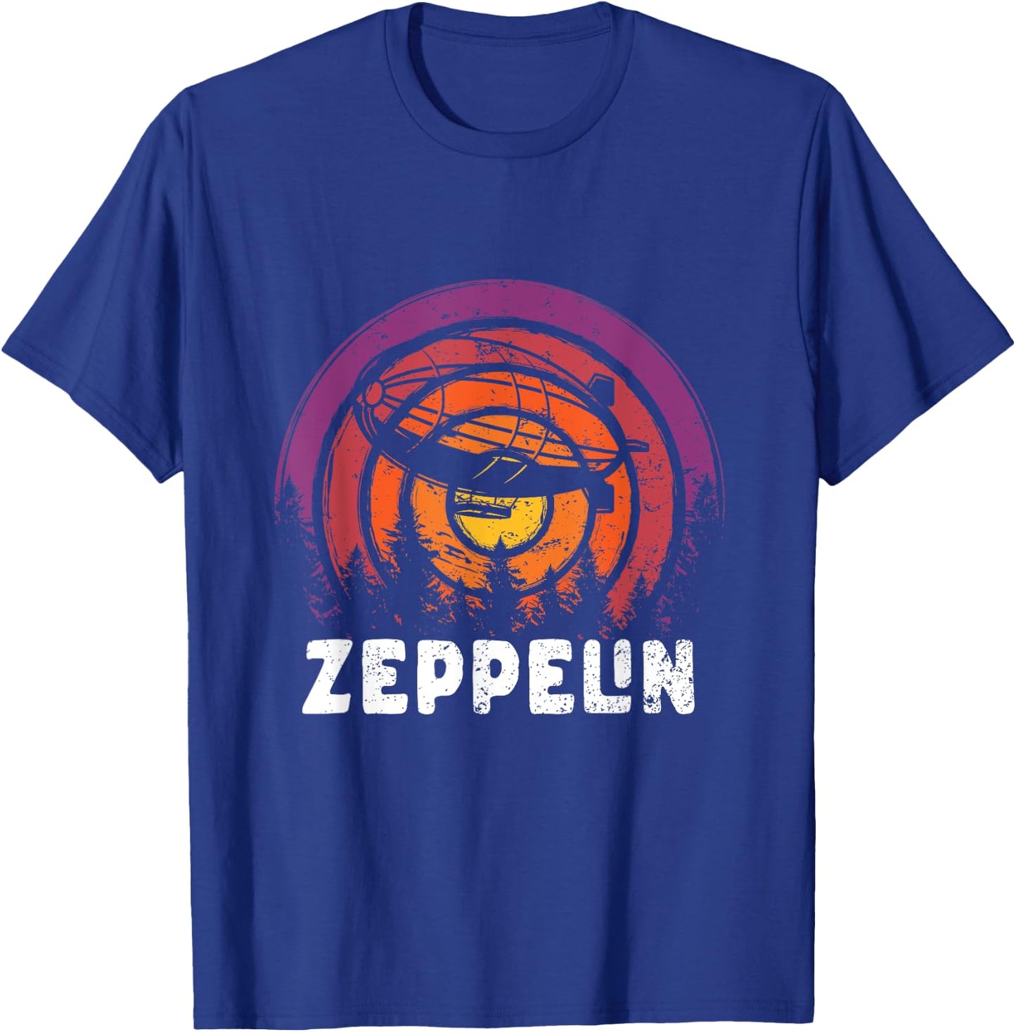 Retro Zeppelin 70s 80s Dirigible Airship Zepelin Zepplin T-Shirt - T-Shirt | Royal