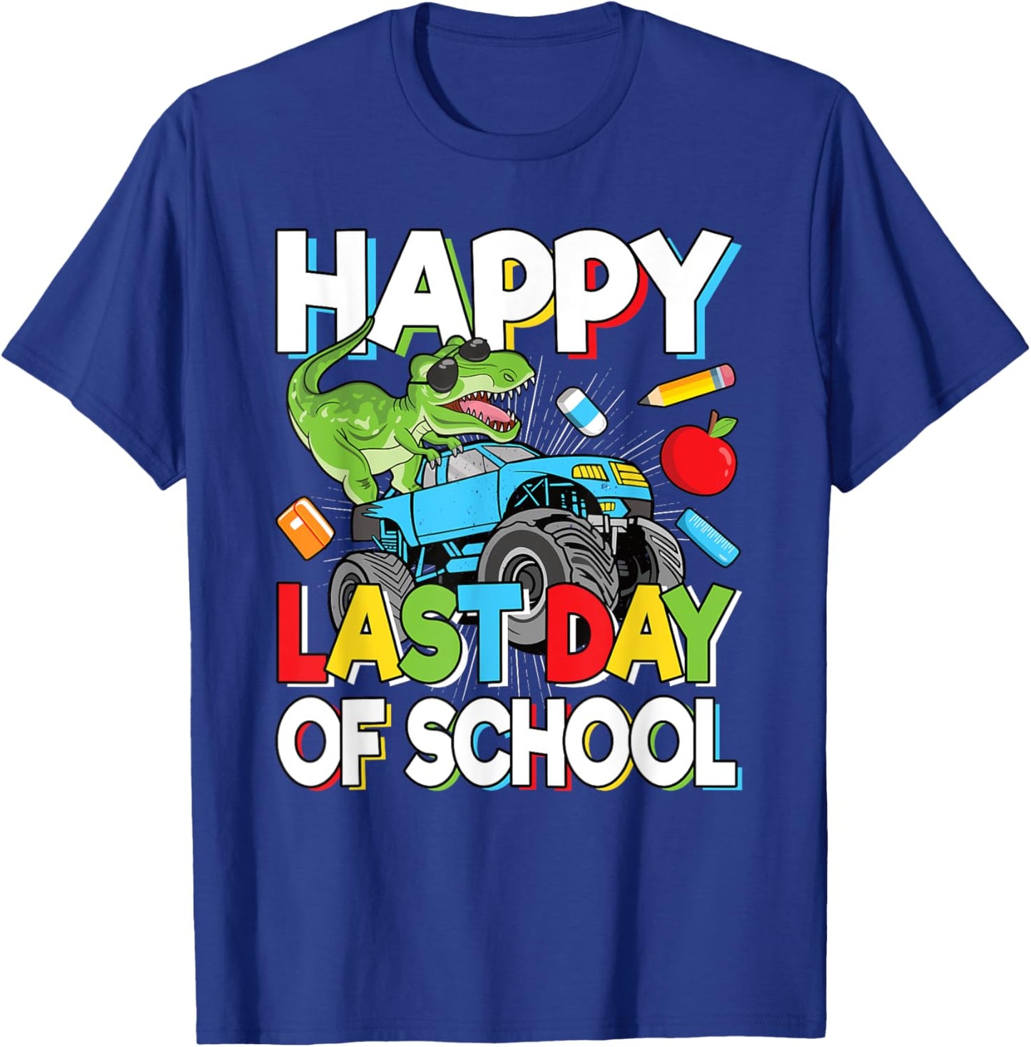 Happy Last Day Of School Student Dinosaur T-Rex Boys Kids T-Shirt - T-Shirt | Royal