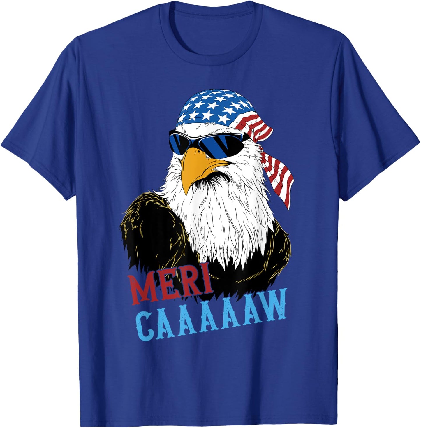 mericaaaaaw Eagle Mullet 4th Of July USA American Flag T-Shirt - T-Shirt | Royal