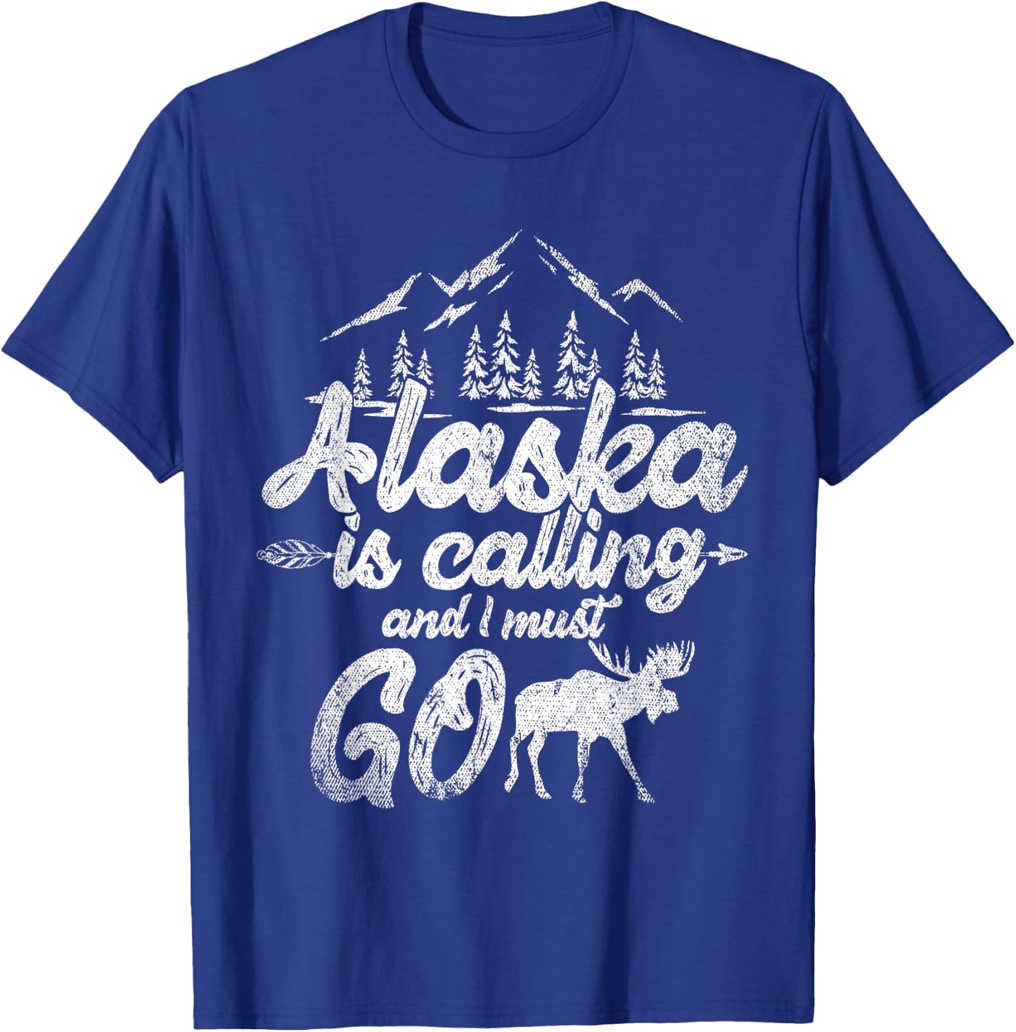 Mountain Hiking Nature Forest Animal Elk Funny Alaska T-Shirt - T-Shirt | Royal